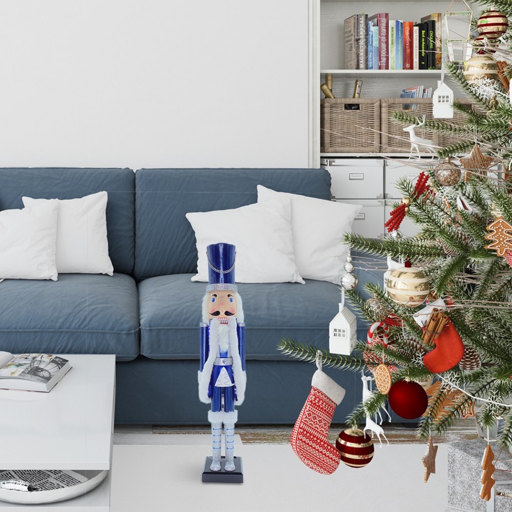 6107113 Soldado cascanuces de madera azul y...