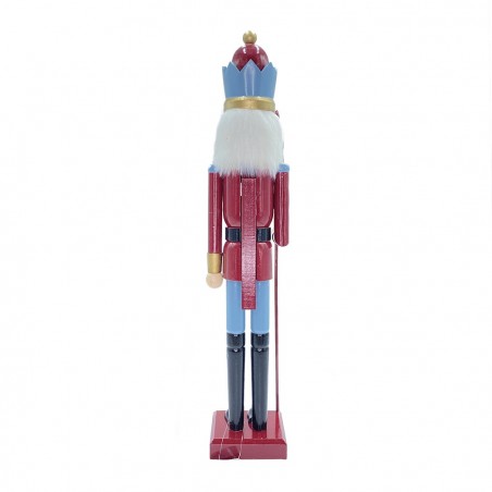 6107113 Soldado cascanuces de madera color ROJO 55 cm con adornos y cetro
