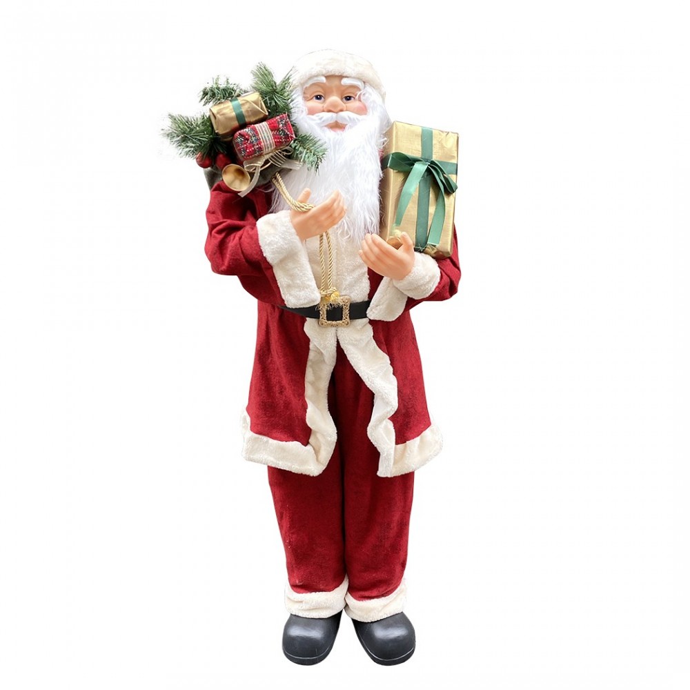 144114 Papá Noel gigante 120 cm con bolsa decoración navideña sonidos y luces