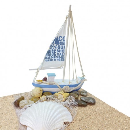 830351 Velero de madera colección estilo marinero con 13 luces LED