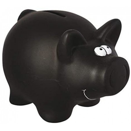 370104 Hucha de cerámica Negra para monedas y billetes con tiza para escribir