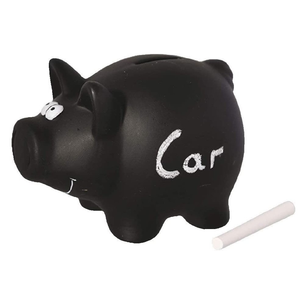 370104 Hucha de cerámica Negra para monedas y...