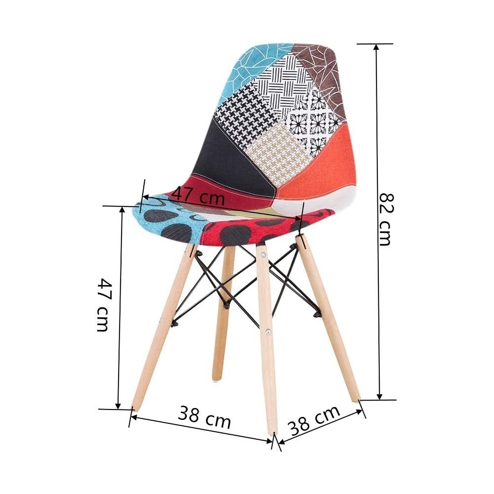 Silla fantasía tela patchwork 48x54x85cm con...