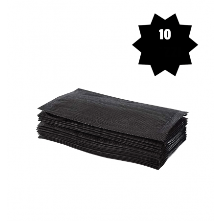 Paquete de 10 mascarillas quirúrgicas NEGRAS con 3 capas y cordones