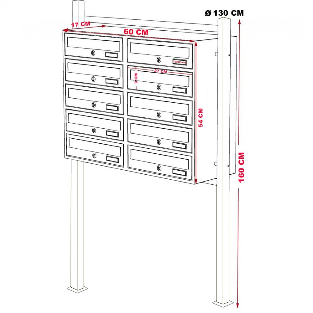 Buzón de 10 plazas grupo de condominio con...