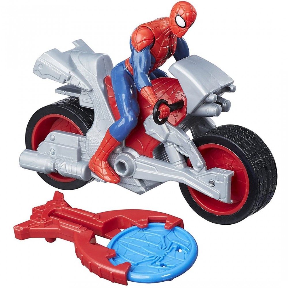 458462 Marvel Spiderman Blast'n Go moto y disco para disparar con lanzador