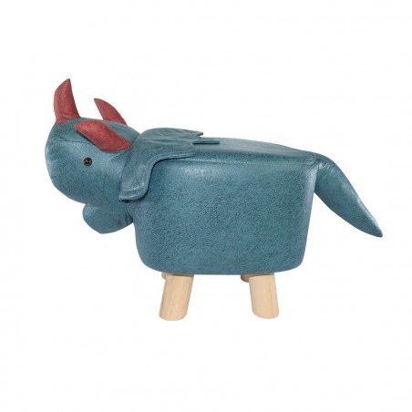372027 Puf en tejido suave de ecopiel forma de rinoceronte en madera 47x25xh28cm