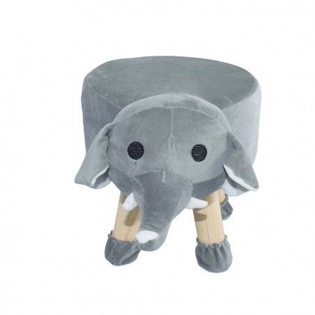 372025 Puf en tejido suave y blandito forma de Elefante en madera 40x27xH30cm