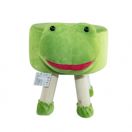 372026 Puf en tejido suave y blandito forma de Ranita en madera 40x27xH30cm