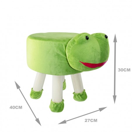372026 Puf en tejido suave y blandito forma de Ranita en madera 40x27xH30cm