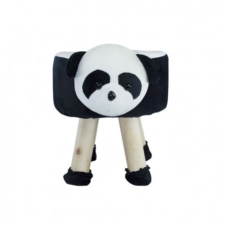 372026 Puf en tejido suave y blandito forma de Oso panda en madera 40x27xH30cm
