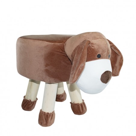 372026 Puf en tejido suave y blandito forma de perrito en madera 40x27xH30cm