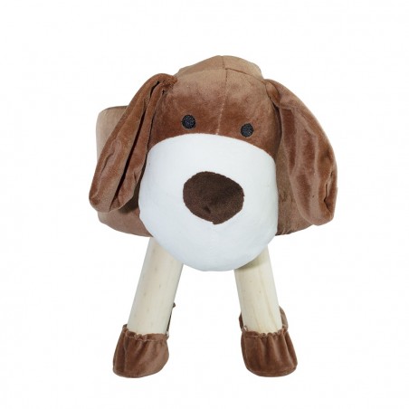 372026 Puf en tejido suave y blandito forma de perrito en madera 40x27xH30cm