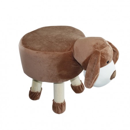 372026 Puf en tejido suave y blandito forma de perrito en madera 40x27xH30cm