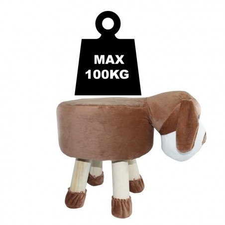 372026 Puf en tejido suave y blandito forma de perrito en madera 40x27xH30cm