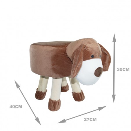 372026 Puf en tejido suave y blandito forma de perrito en madera 40x27xH30cm