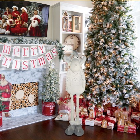383031 Reno de Navidad BLANCO regulable en altura de 54 cm a 105 cm en poliéster