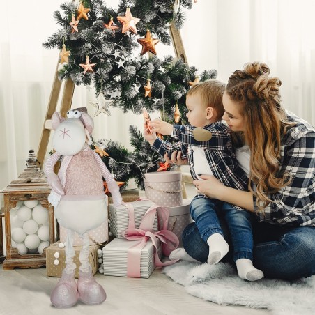 383027 Reno de Navidad ROSA regulable en altura de 54 cm a 105 cm en poliéster
