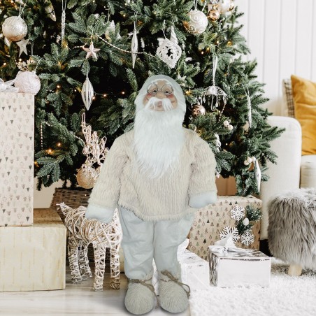 308046 Estatua de Papá Noel 90 cm BEIGE Decoración navideña con luces