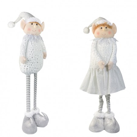 383032 Elfo de Navidad BLANCO regulable en altura de 54 cm a 105 cm en poliéster