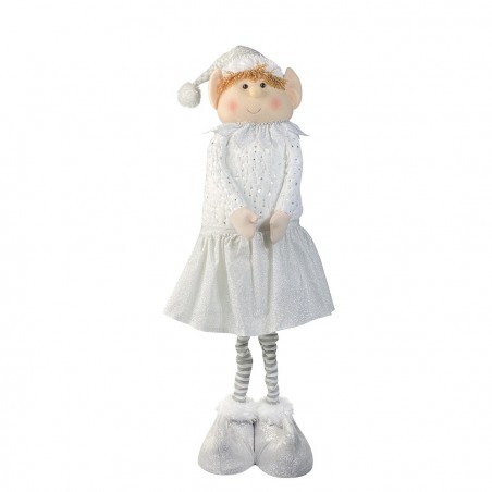 383032 Elfo de Navidad BLANCO regulable en altura de 54 cm a 105 cm en poliéster