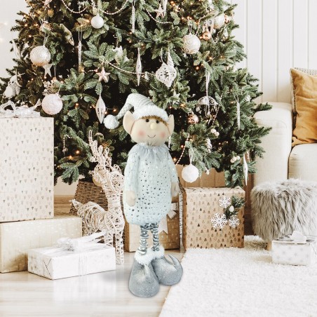 383032 Elfo de Navidad BLANCO regulable en altura de 54 cm a 105 cm en poliéster