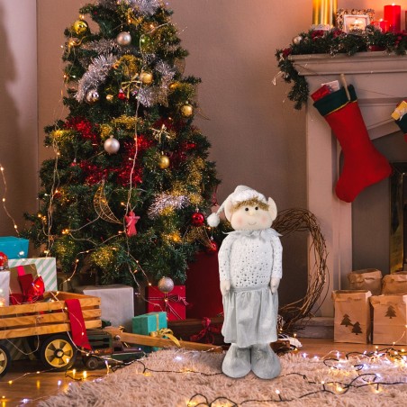 383032 Elfo de Navidad BLANCO regulable en altura de 54 cm a 105 cm en poliéster