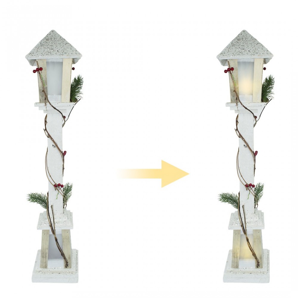 293022 Farola para Navidad de madera blanca...