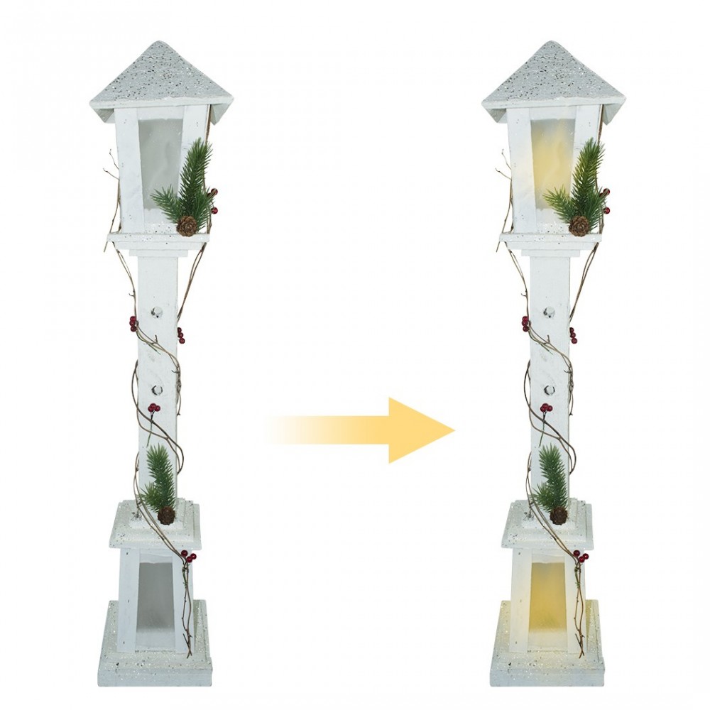 293020 Farola para Navidad de madera blanca...