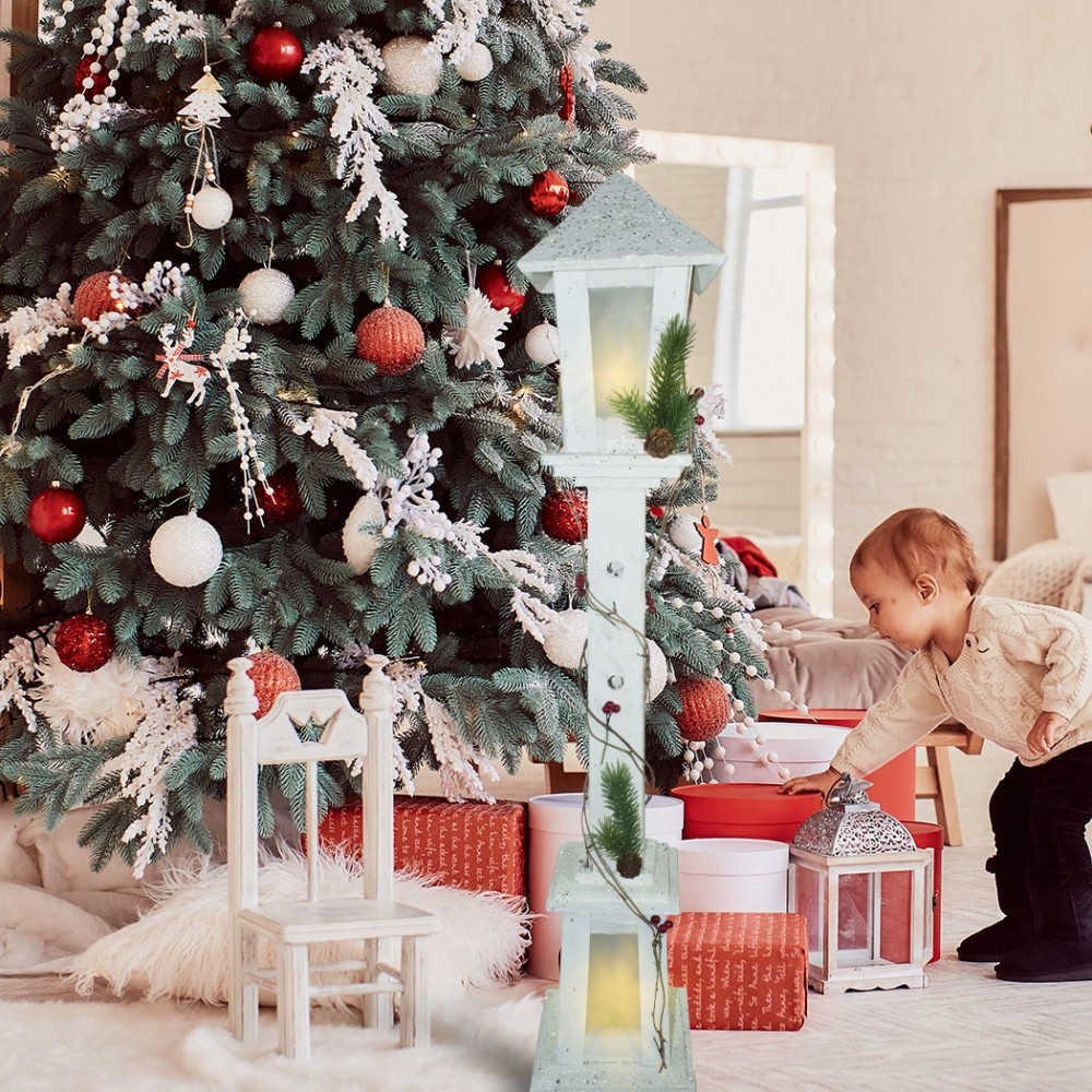 293020 Farola para Navidad de madera blanca...