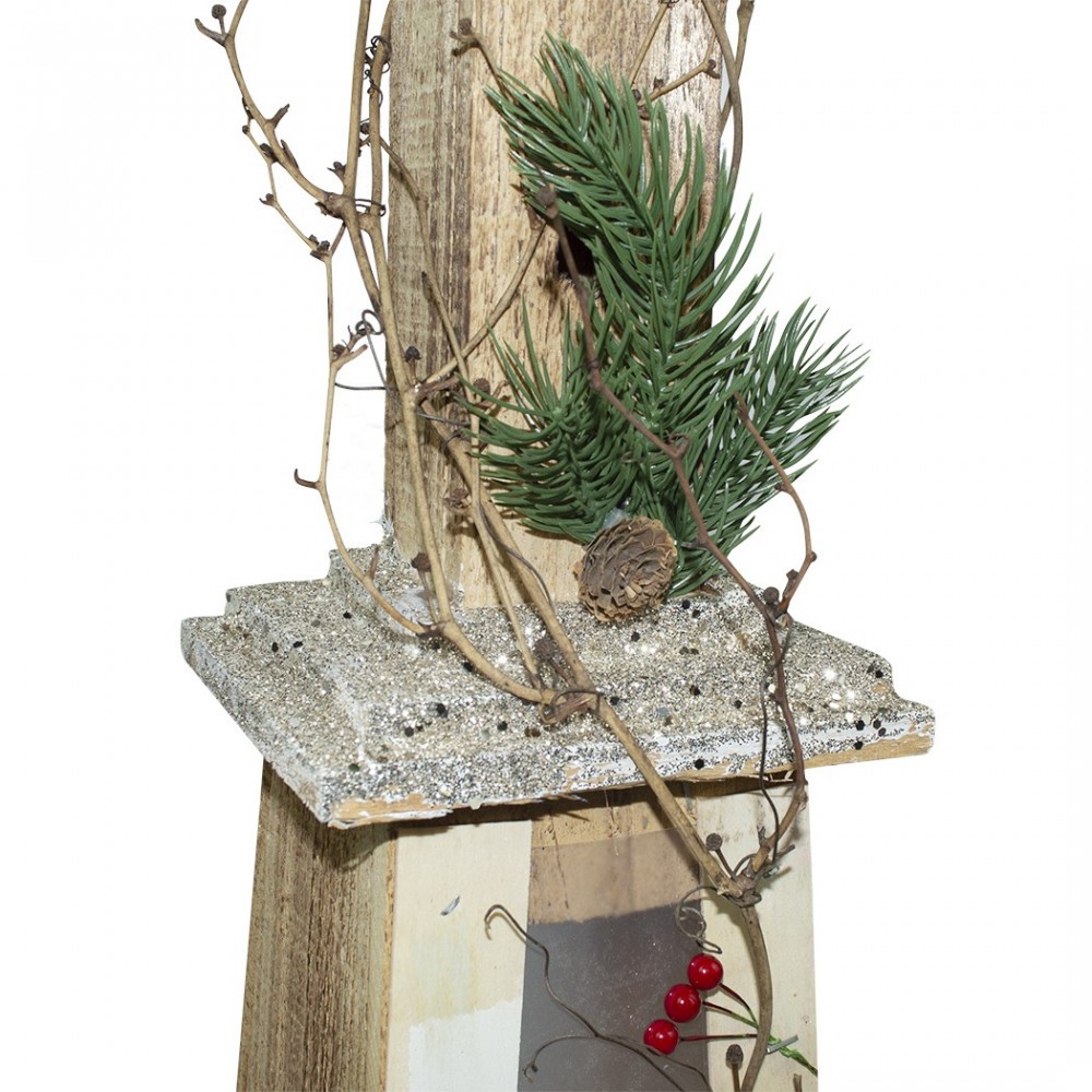 293019 Farola para Navidad de madera dorada con...