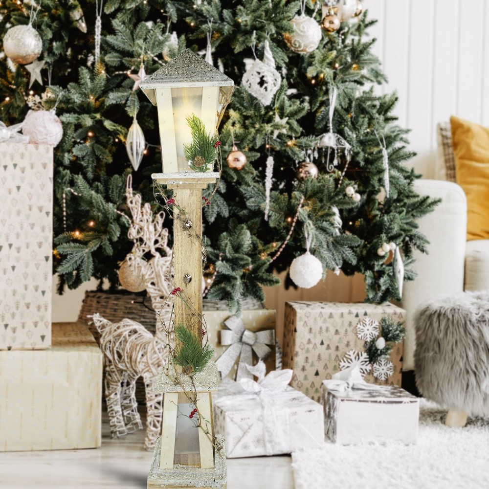 293019 Farola para Navidad de madera dorada con...