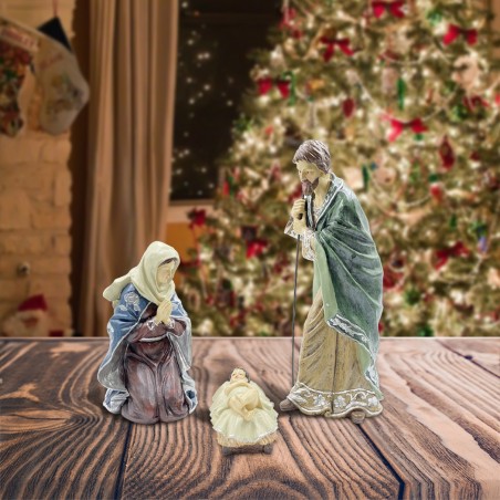 223019 Belén para pesebre 3 personajes en resina Decoración navideña 48 cm