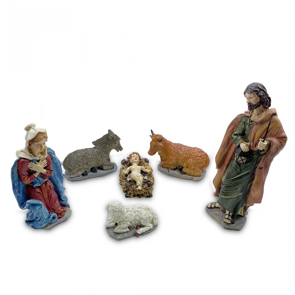 223020 Belén con personajes de resina 9 pz...