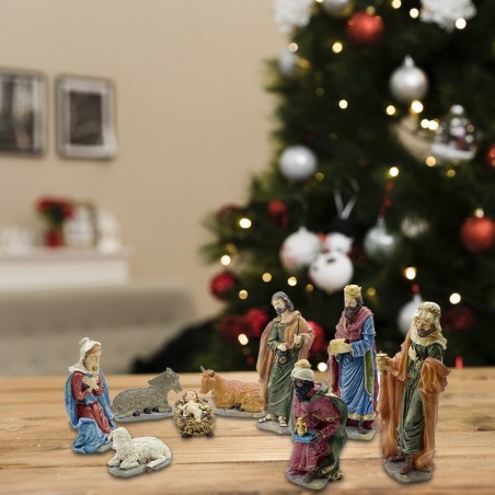 223020 Belén con personajes de resina 9 pz estatuas 32 cm Decoración navideña