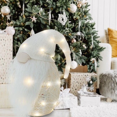 308034 Gnomo con sombrero PANNA 104 cm con mini luciérnagas y barba larga