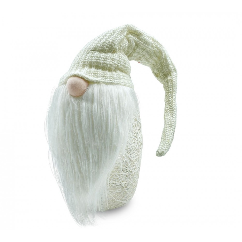 308039 Gnomo con sombrero PANNA 87 cm con mini luciérnagas y barba larga