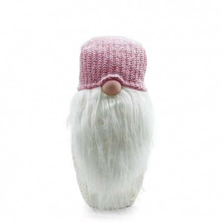 308038 Gnomo con sombrero Rosa 87 cm con mini luciérnagas y barba larga