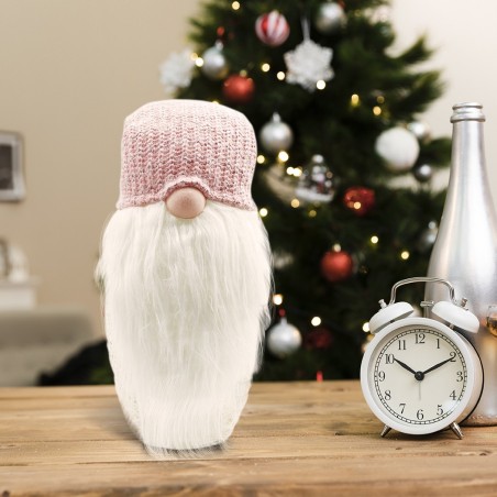 308038 Gnomo con sombrero Rosa 87 cm con mini luciérnagas y barba larga