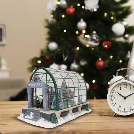 361010 Invernadero navideño paisaje con iluminación y música 23x14x14 cm