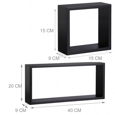 547144 Conjunto de 3 baldas cubo y rectangular madera NEGRO acc. para montaje