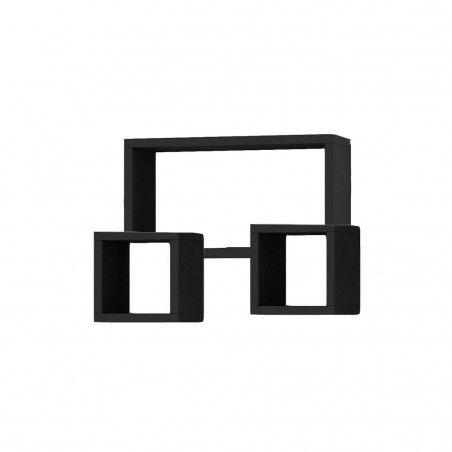 547144 Conjunto de 3 baldas cubo y rectangular madera NEGRO acc. para montaje