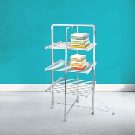 Tendedero eléctrico plegable 3 plantas 300W 73x68XH143cm Secador de ropa