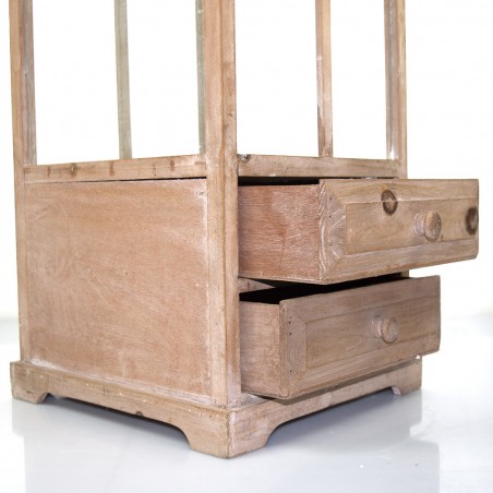 335011 Set 3 pz LINTERNAS BRONCE candelabro 50' 83' 125' cm en madera y vidrio