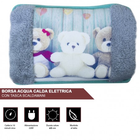 310925 Bolsa de agua caliente eléctrica Mod. OSITOS y bolsillo para manos 220V