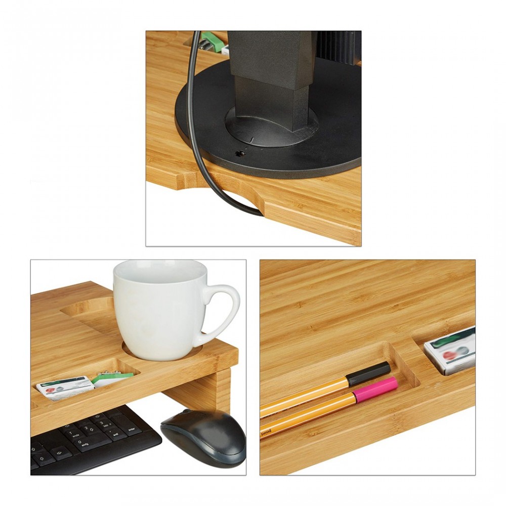 Organizador mesa de madera multifuncional con...