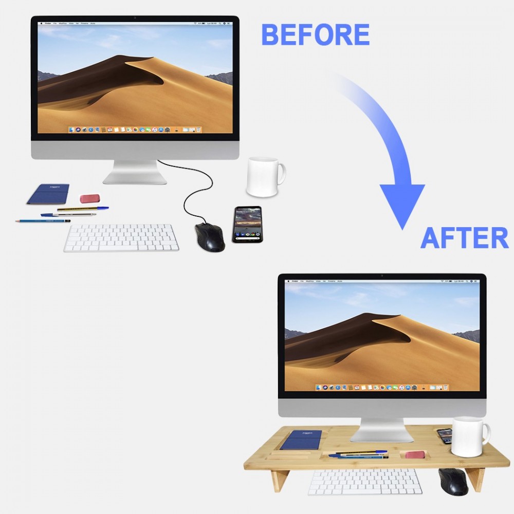 Organizador mesa de madera multifuncional con...