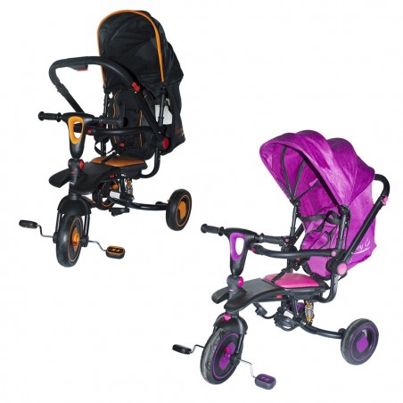 Triciclo modular BabyGo reversible con asiento de cuero, luces y sonidos