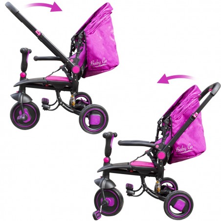 Triciclo modular BabyGo reversible con asiento de cuero, luces y sonidos