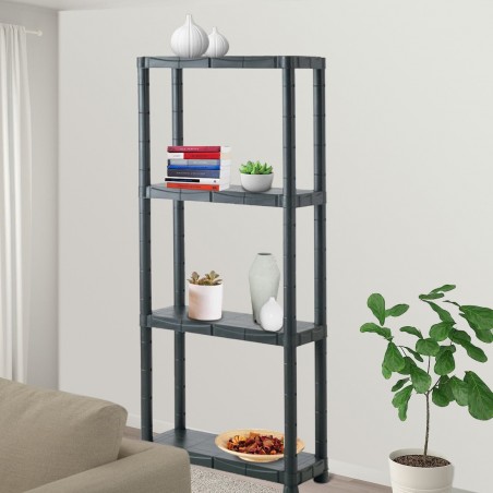 Estante modular de plástico KRONOS con 4 estantes 60 x 30 x H143 cm resina NEGRO
